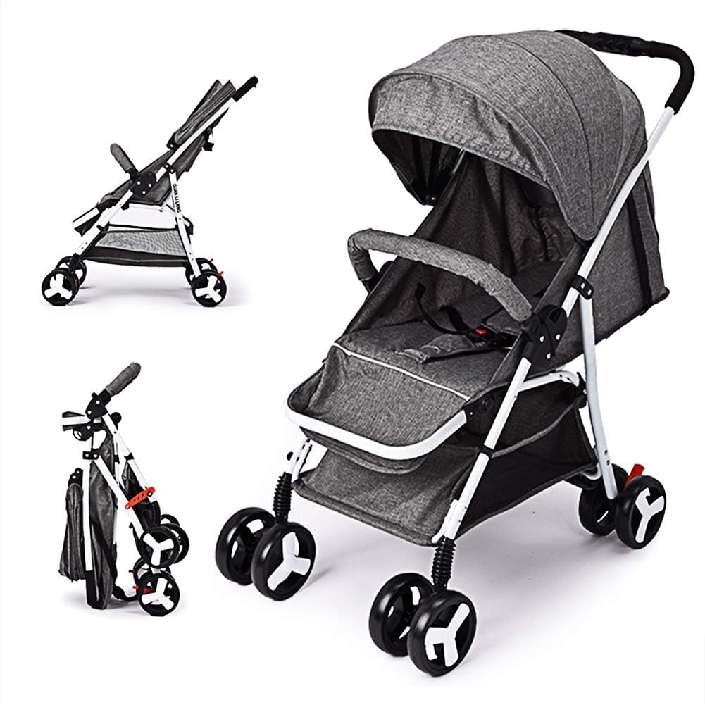 Folding Stroller, Lightweight Stroller,Compact Travel Buggy,One Hand Foldable,Five-Point Harness,Great for Airplane (Gray)
