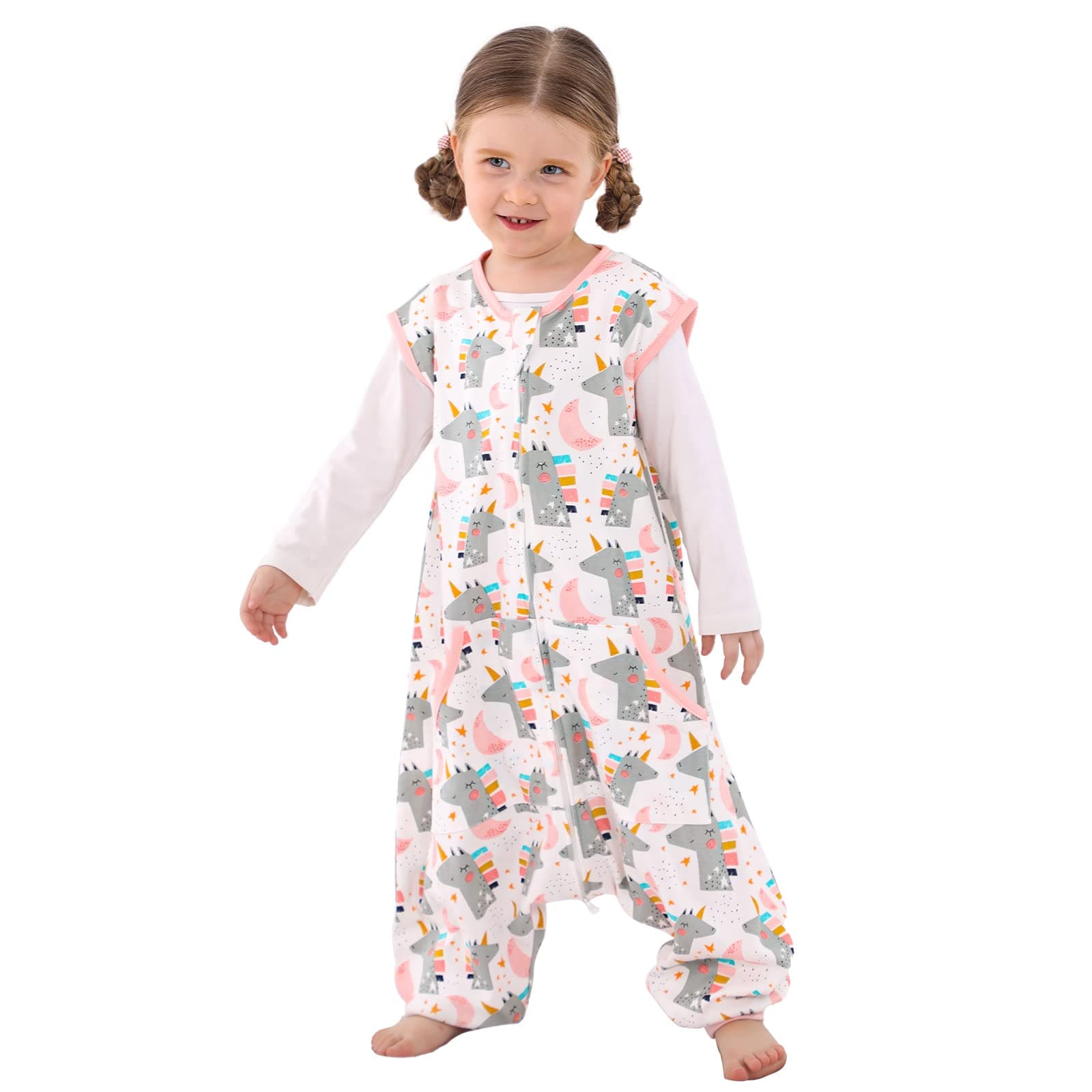 WONDAY Toddler Sleep Sack with Feet, 0.5 Tog Sleeping Sacks for Walking with Legs 12-18 Months 2T 3T 4T 5T (Unicorn, 12-24 Months)