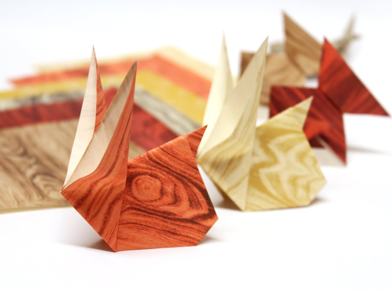 Wood Grain Origami Paper - Large sized 8 inch square sheets - 12 sheets - Wood texture pattern - Origami Paper Supplies