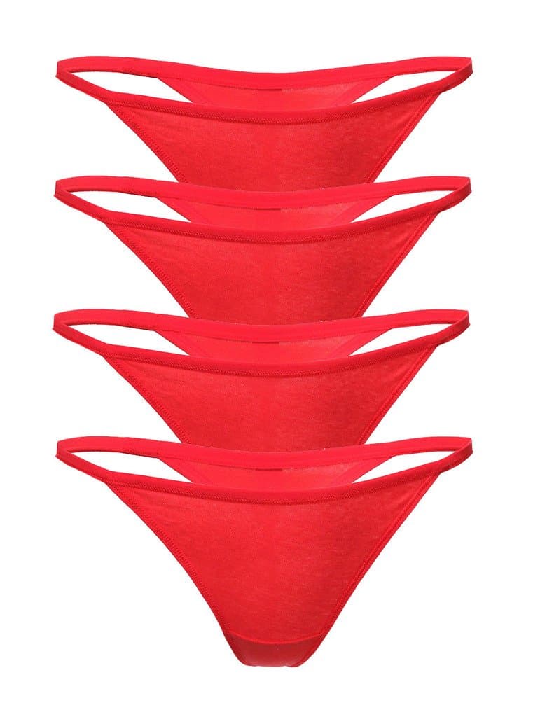 Women 4 Pack Sexy G-strings V String Cotton Panties 6 Colors