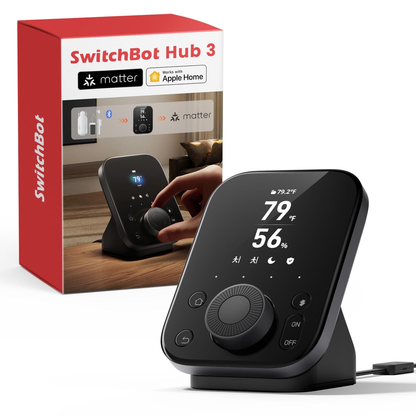 Hub 3 (3rd Gen), Smart Home Hub with 2.4'' IPS Screen & Knob Control, WiFi Thermometer Hygrometer, IR Remote Hub (Matter/Bluetooth 200m), Alexa/Google/Apple Home Compatible