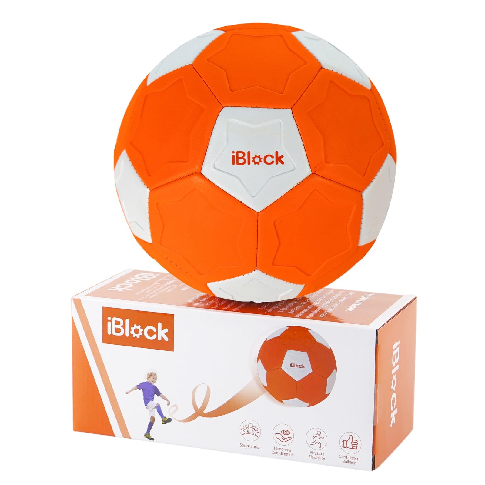 Curve Soccer Ball for Kids Size 4, Swerve Soft Soccer Ball for Boys and Girls, Indoor and Outdoor Activities Games, Safe Kick Play in Inside House, Backyard and Lawn, Comes with Pump