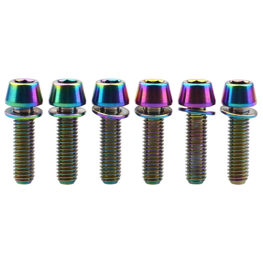 WanyifaTitanium M5x20mm with Washer Allen Hex Tapered Bolts Screw for Bicycle Stem Pack of 6 (Colorful)