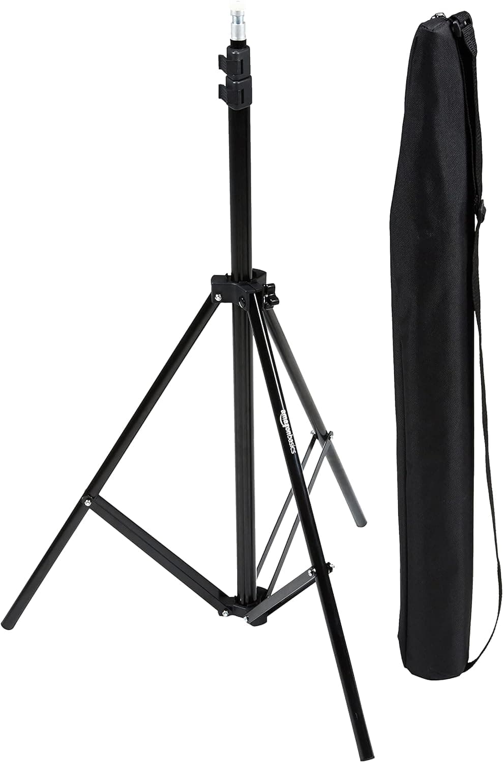 Amazon Basics Aluminum 80"/2.04m Light Stand with Case for Studio and On-Location Photos, 2.69lbs/1.22kg, Adjustable Height, Portable, Compact Storage - Black