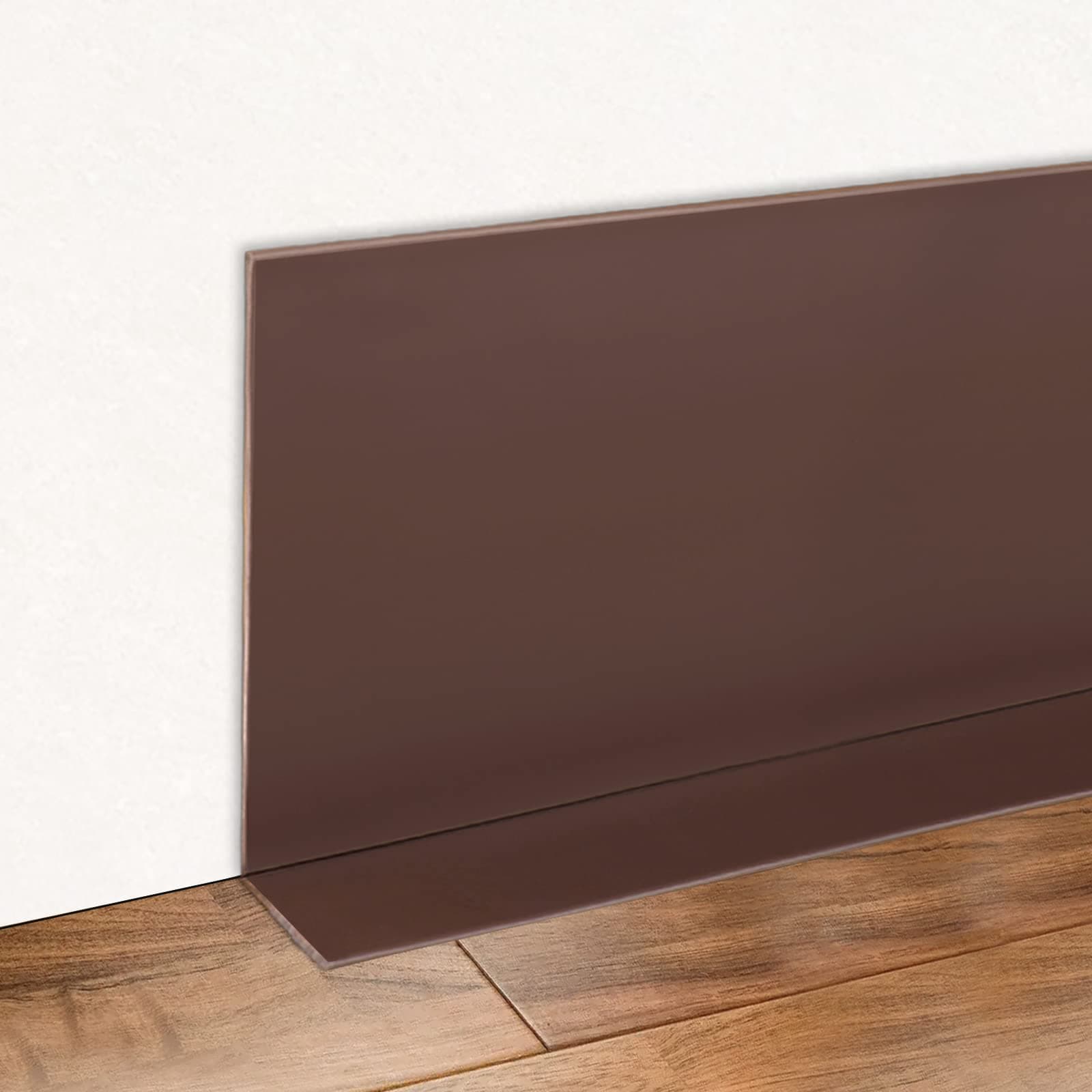 Vinyl Baseboard Molding Vinyl Wall Base Trim 4 Inch Flexible Rubber Baseboards with a Crease Design for Covering The Corner Crevices, Totally 5 Inch Wide, 19.68' Long, Brown