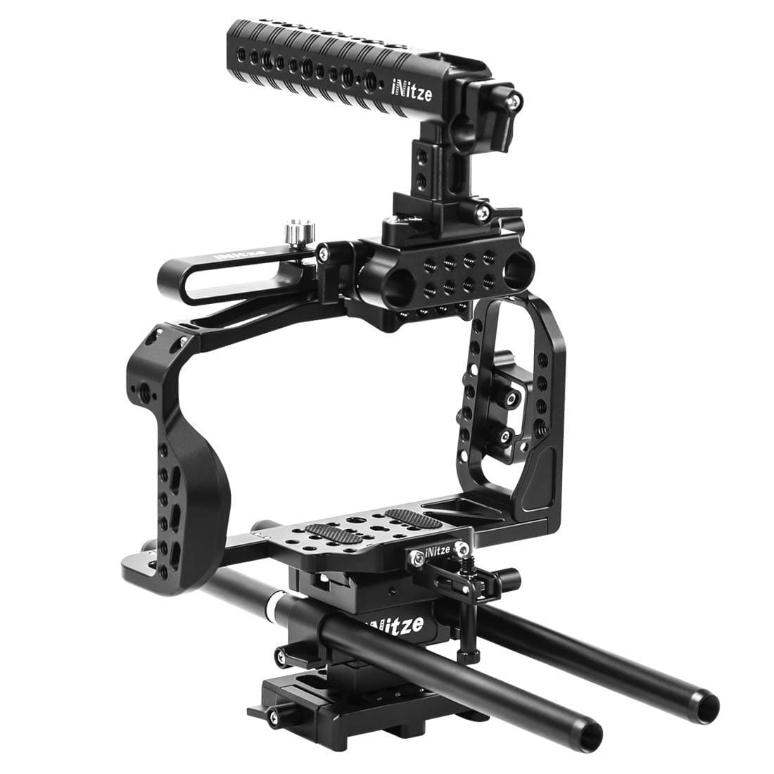 NITZE BMPCC 4K Full Cage Kit for Blackmagic Pocket Cinema Camera 4K with NATO Handle,ARRI Standard Dovetail Baseplate and Rods - BTK01
