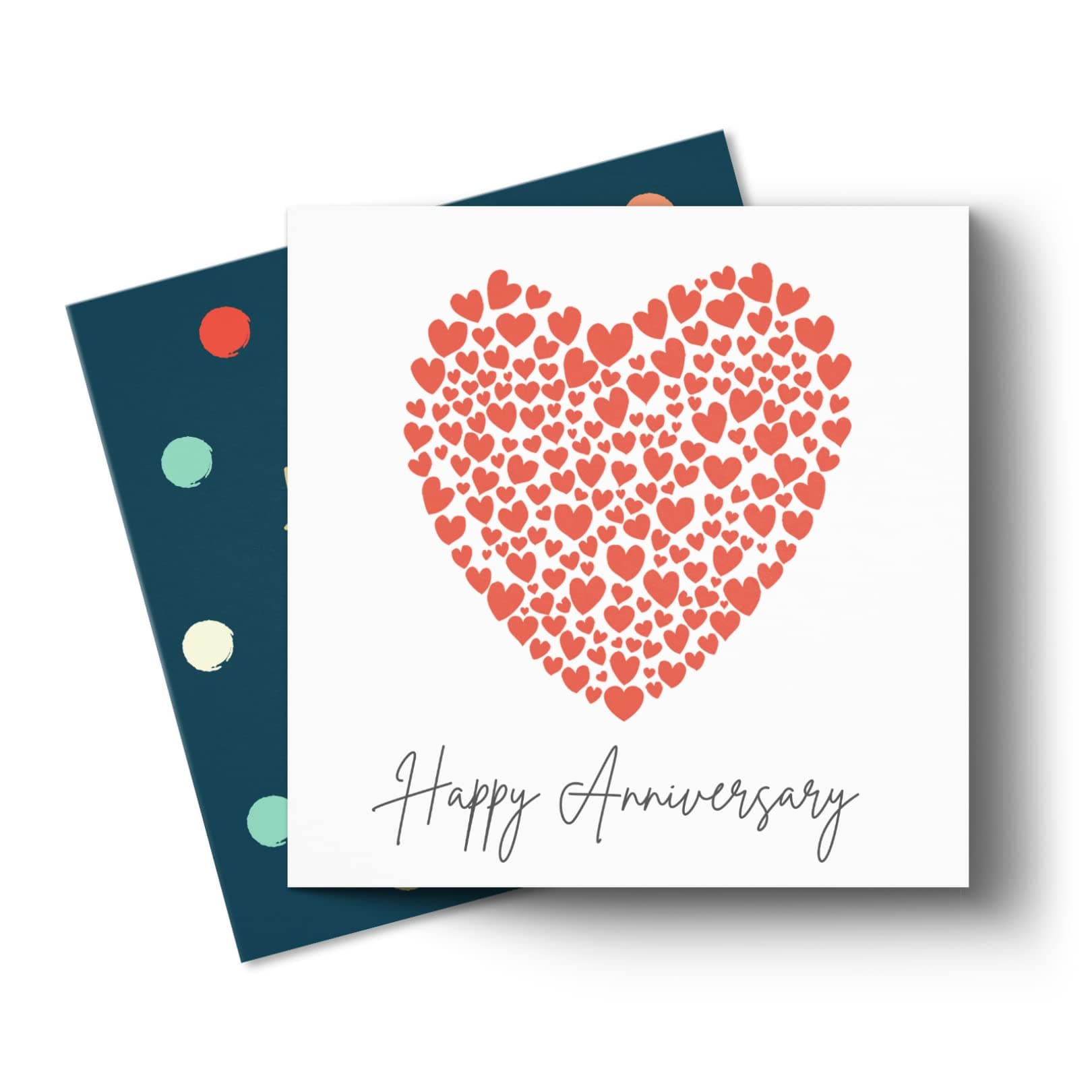 Happy Anniversary Card with Red Love Hearts - Premium Thick Strong Wedding Birthday Cards For Wife Husband Couples