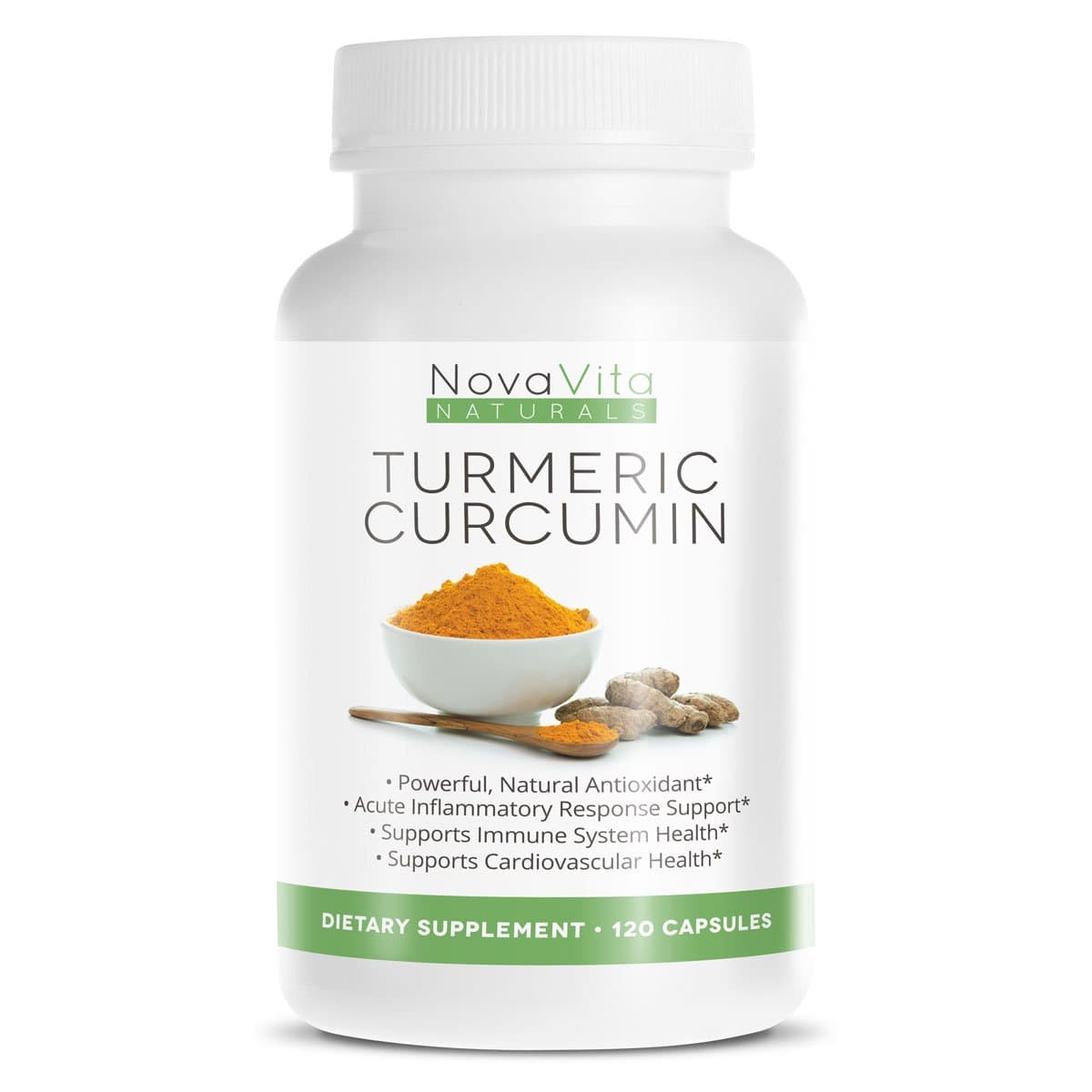 NovaVita All Natural Turmeric Curcumin Bulk 120 Capsules - 1000mg / 2 Capsules - All Natural Antioxidants - Pure Extract Curcuminoids | Made in The USA