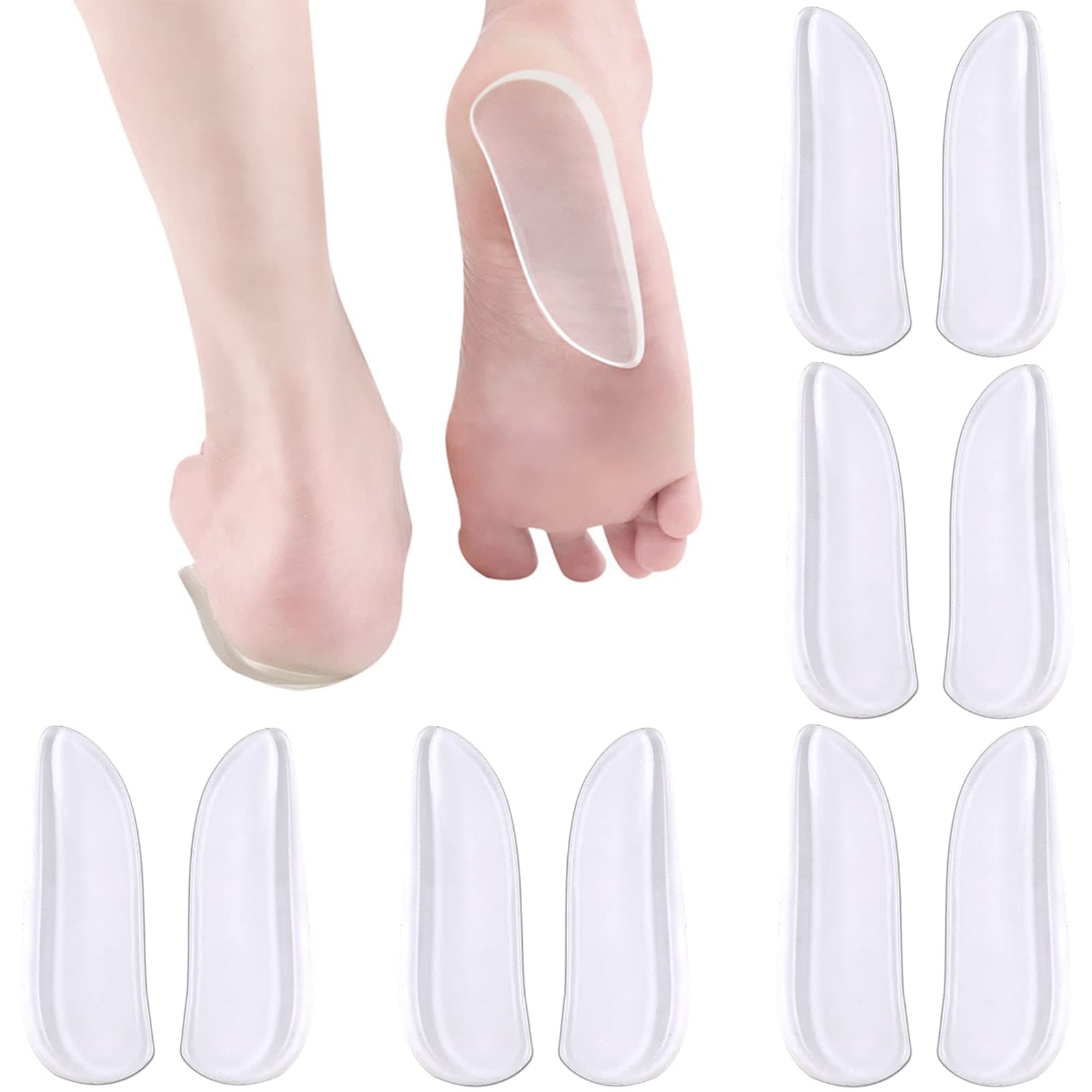 Wonderwin 5 Pairs Medial & Lateral Heel Wedge Silicone Insoles - Corrective Adhesive Shoe Inserts for Foot Alignment, Knock Knee Pain, Bow Legs, Osteoarthritis for Men and Women