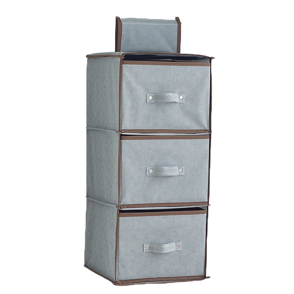 Pinze 3 Shelf Hanging Closet Organizer Drawers, Hanging Collasible Closet Storage Shelves, Canvas Hanging Closet Storage Organizer with Drawers for Clothing&Sweaters