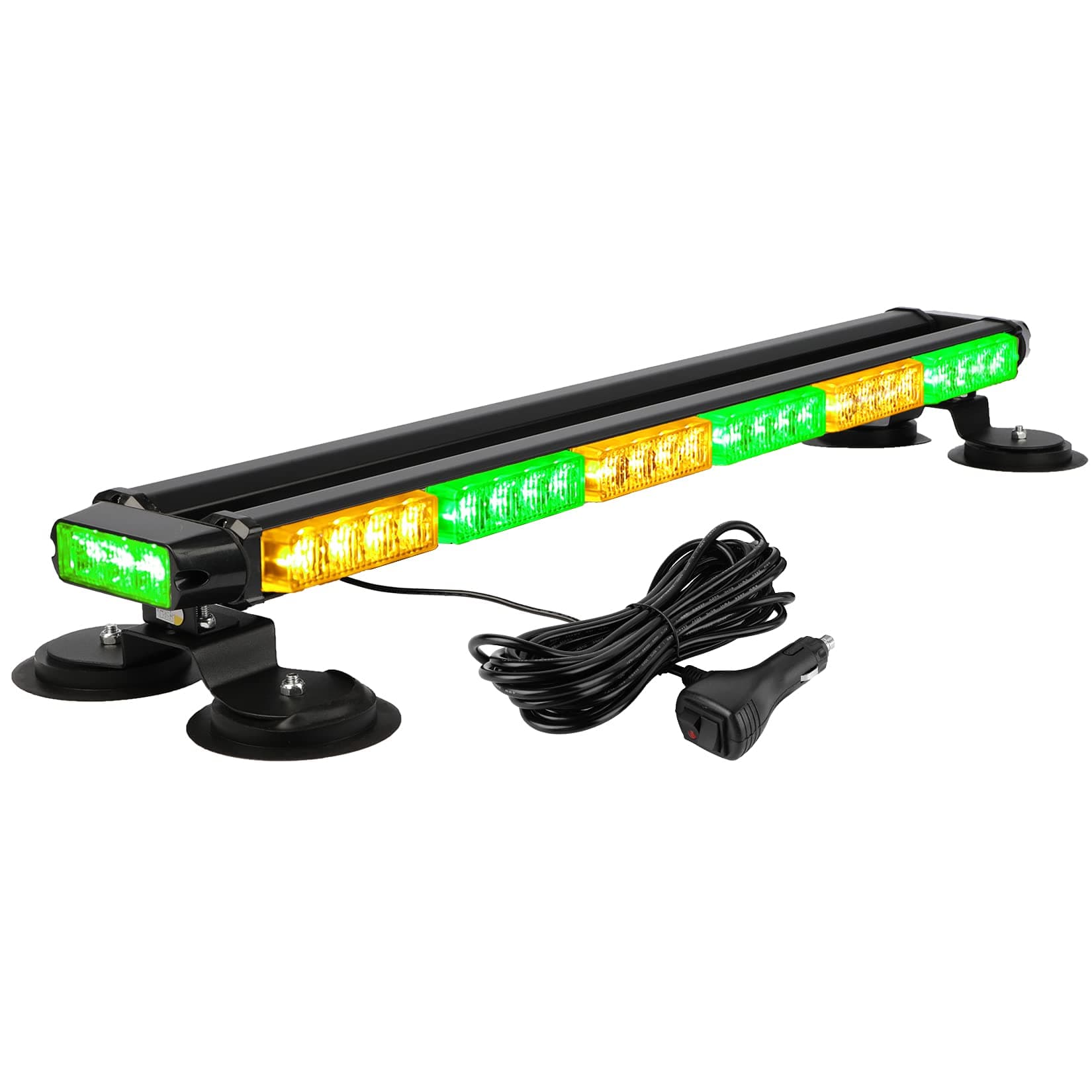 29.5" 54 LED Strobe Light Bar Double Side Flashing High Intensity Emergency Warning Flash Strobe Light with Magnetic Base for Safety Construction Vehicles Tow Trucks Pickup (Amber/Green)