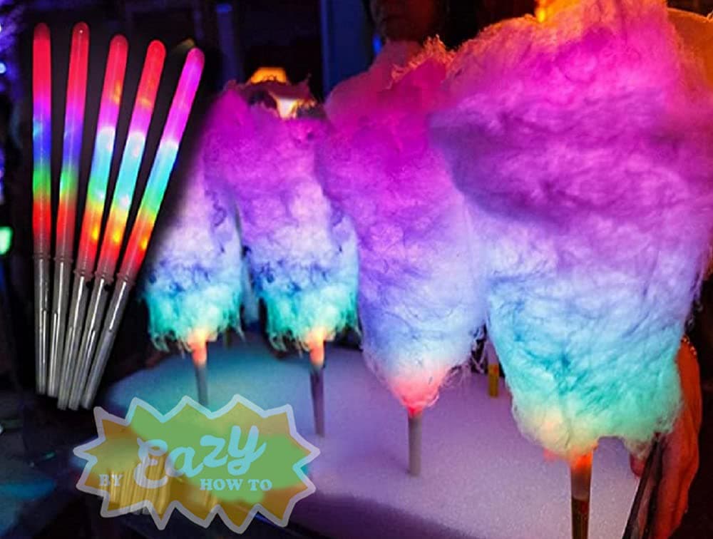 8 Light Modes LED Cotton Candy Cones 25 Units LED Sticks for Parties Glow Sticks