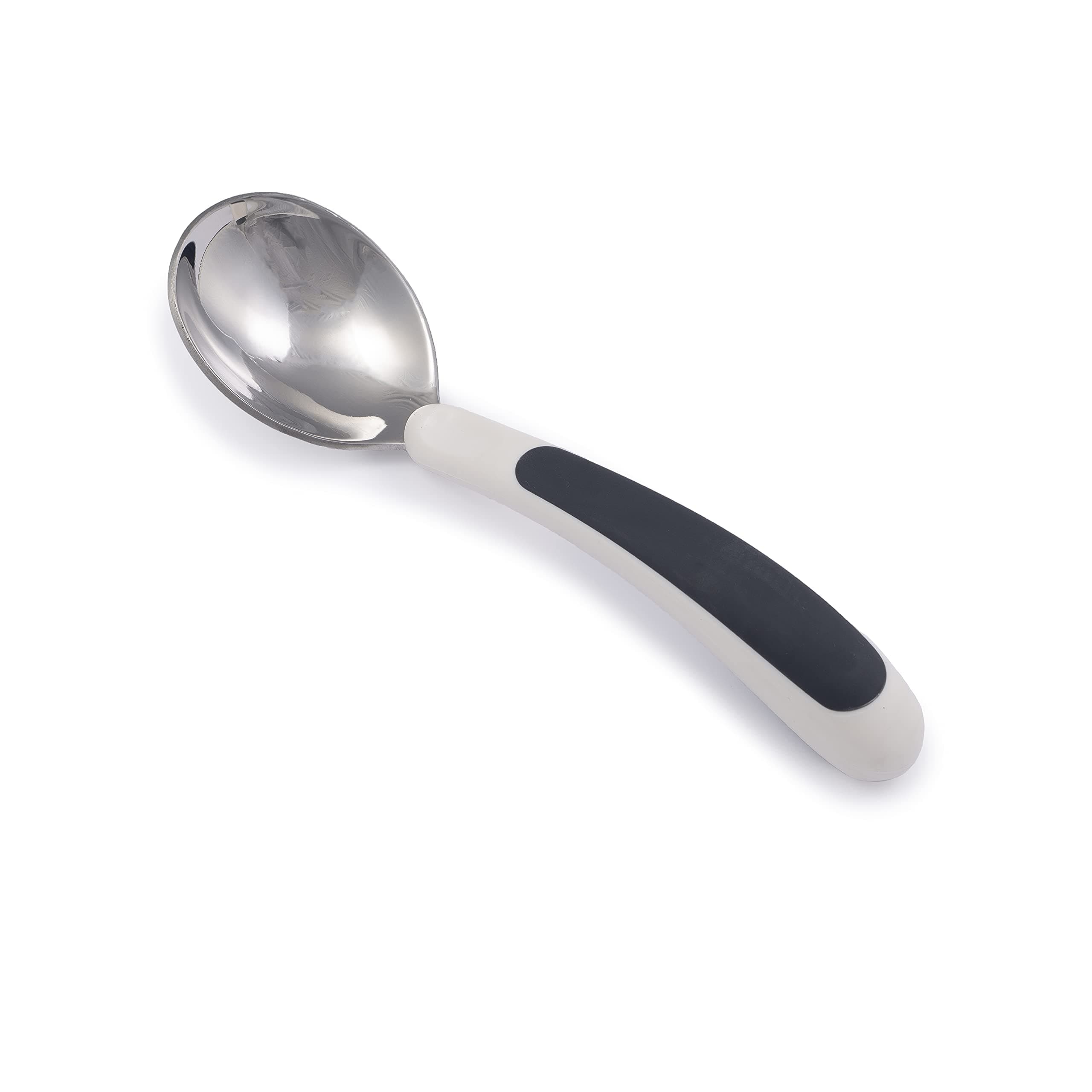 Kura Care Easy Grip Adult Soup Spoon, White and Black