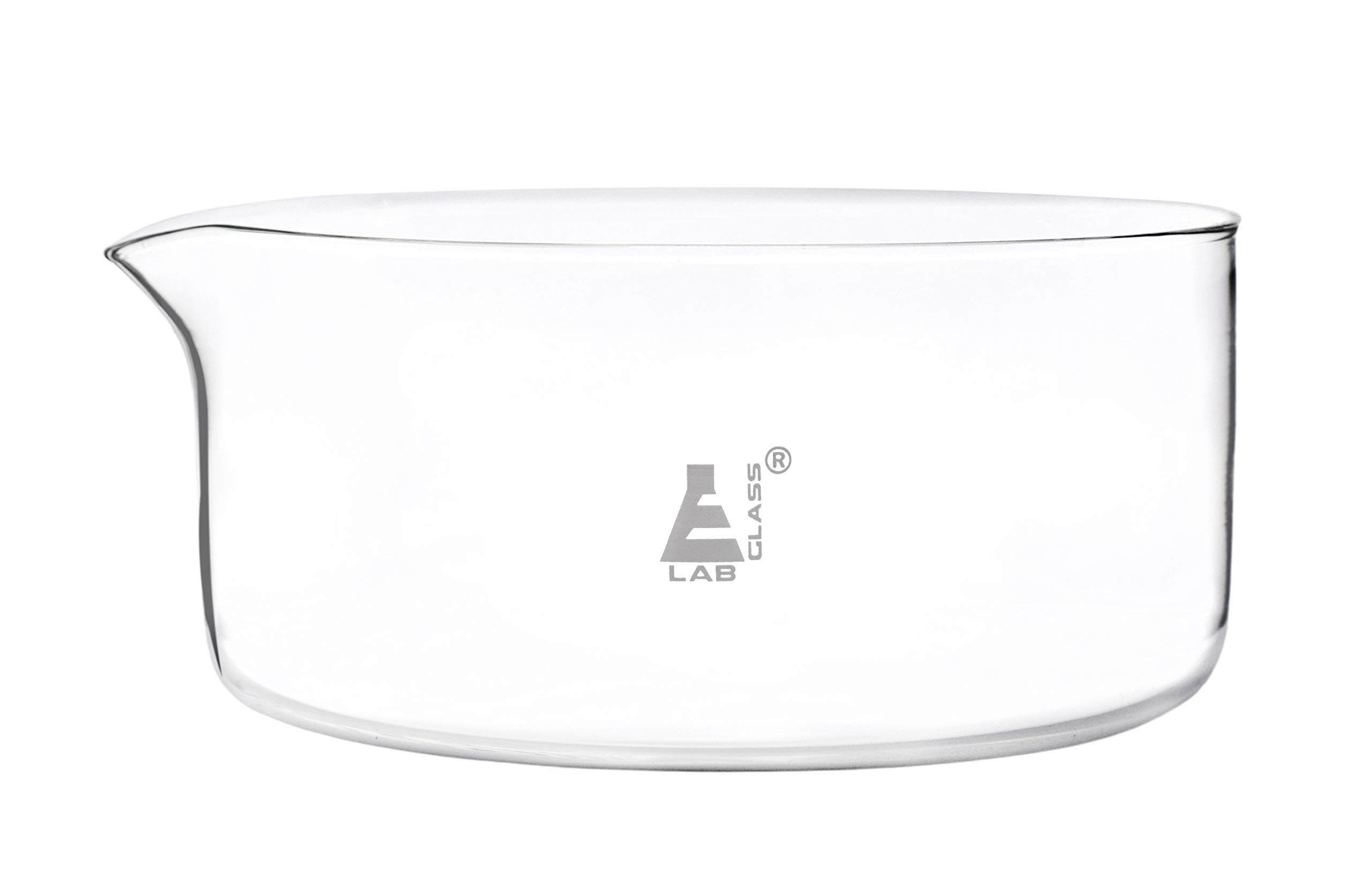 Crystallizing Dish, 3500ml - Flat Bottom, with Spout - Borosilicate 3.3 Glass - Laboratory, Kitchen, Crafts Labs