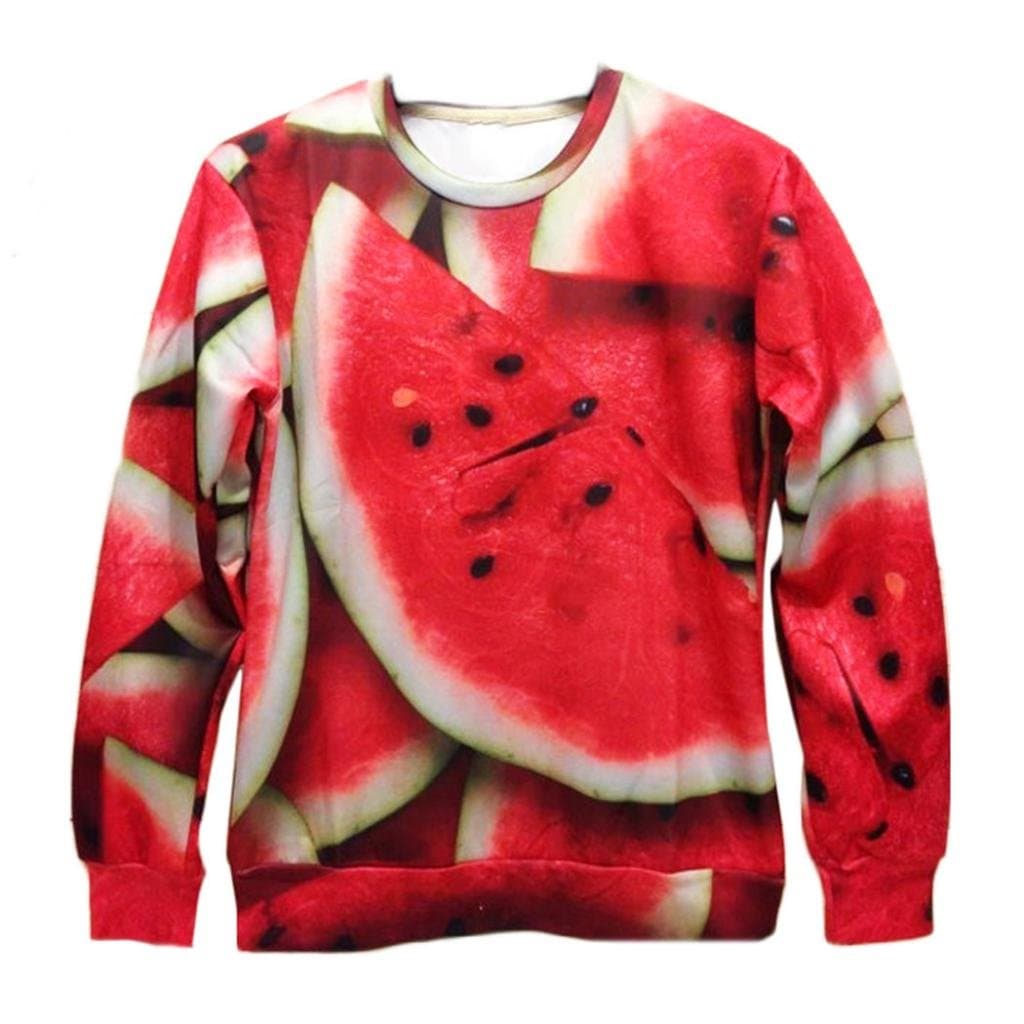 Stylish Unisex Hipster Bright red Watermelon Pullover funny 3D Sweatshirts (M)
