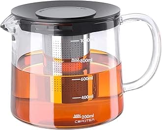 Glass Teapot with Removable Infuser, Tea Pot 1000ml/33OZ Stovetop Safe Tea Kettle for Blooming Tea & Loose Leaf Tea, Premium Tea Maker with Gift Box