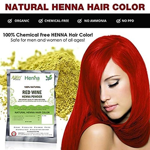 Henna Hair Color Powder - 100% Organic, Free From AMMONIA, PPD, METALLIC SALTS (Red Wine)