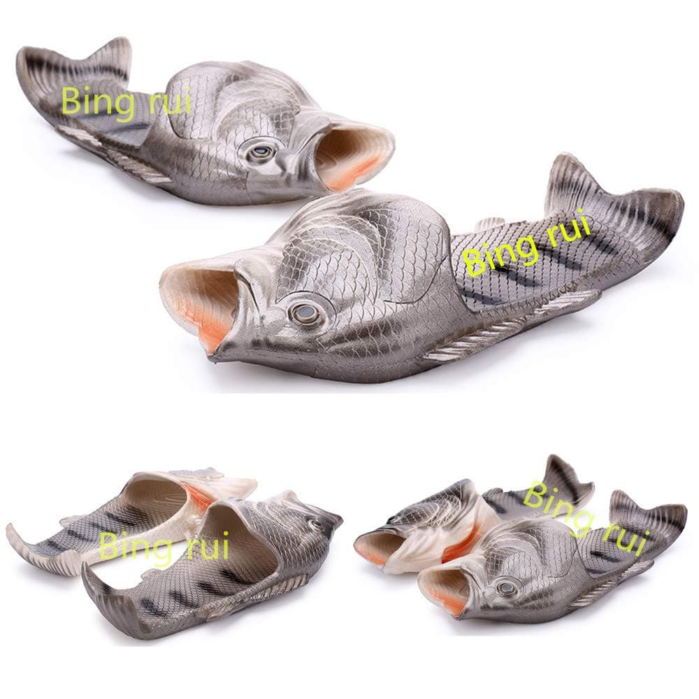 BING RUI CO Fish Slippers Beach Shoes Non-Slip Sandals Creative Bass Slippers Men and Women Casual Shoe