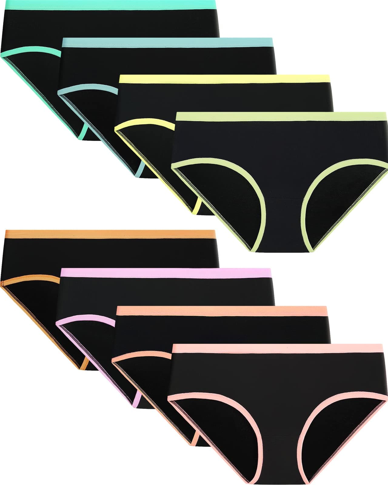 Adorel Teen Girls Underwear Cotton Panties Briefs Solid Color Pack of 8 Bright Splice Colors 8-10 Years (Manufacturer Size S)