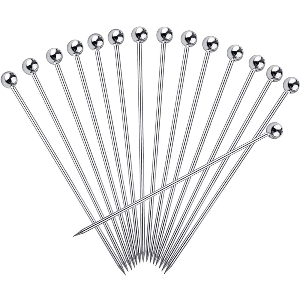15PCS Cocktail Picks for Drinks, Stainless Steel Cocktail Toothpicks, Reusable Cocktail Skewers, Garnish Picks Bloody Mary Skewers, Metal Martini Picks for Olives Appetizers Fruit (4.3 Inch)