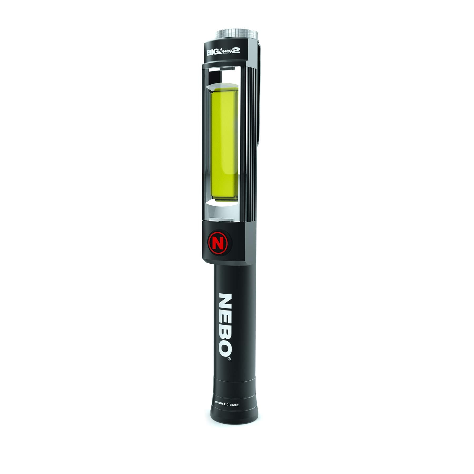 Magnetic NE6737 Big Larry 2 Pocket Work Light - Powerful LED Pen Inspection Flash Light, Black Torch