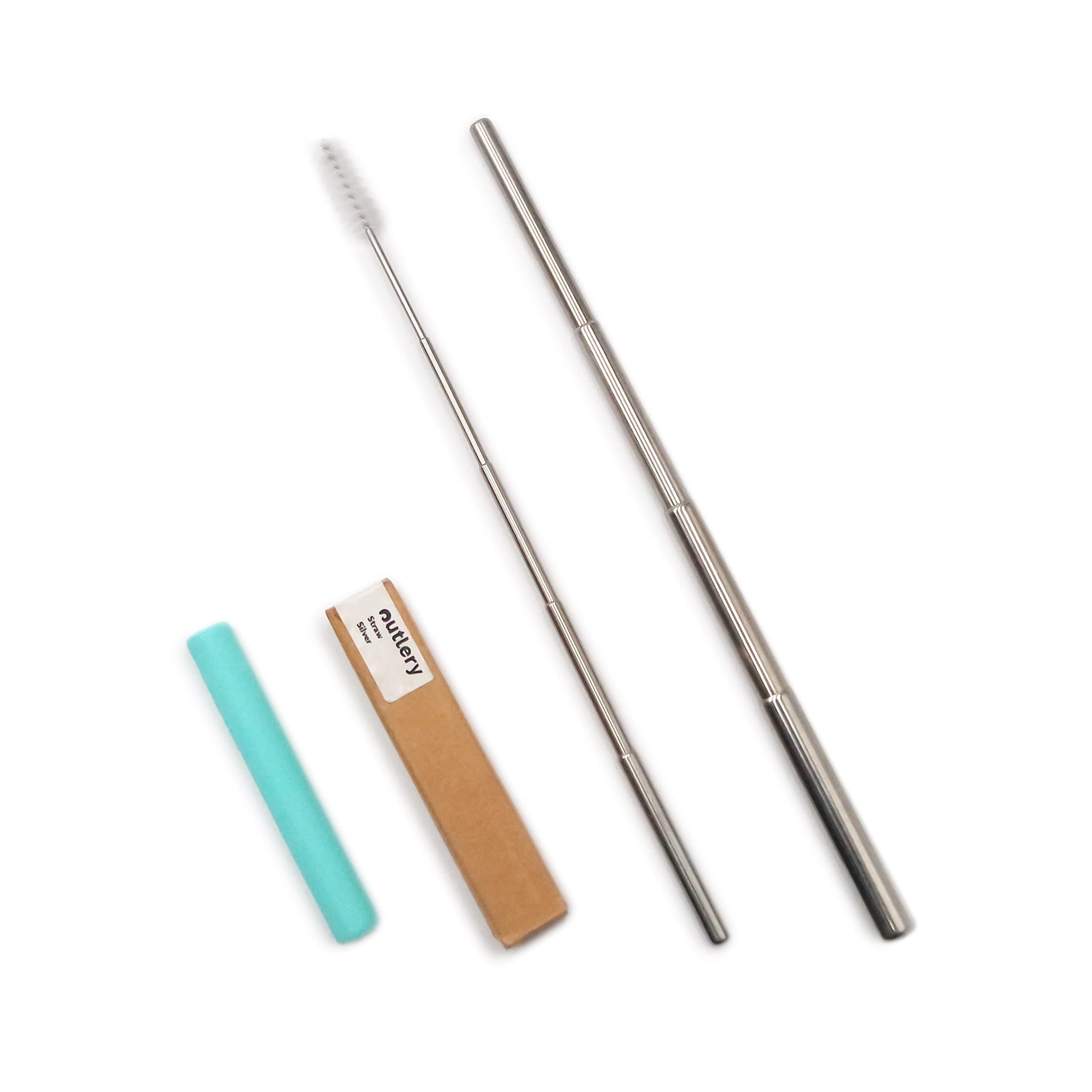 Outlery | Collapsible, Reusable Straw for Travel and Day Trips - an Environmentally Friendly, Stainless Steel Metal Straw with a Telescopic Portable Design