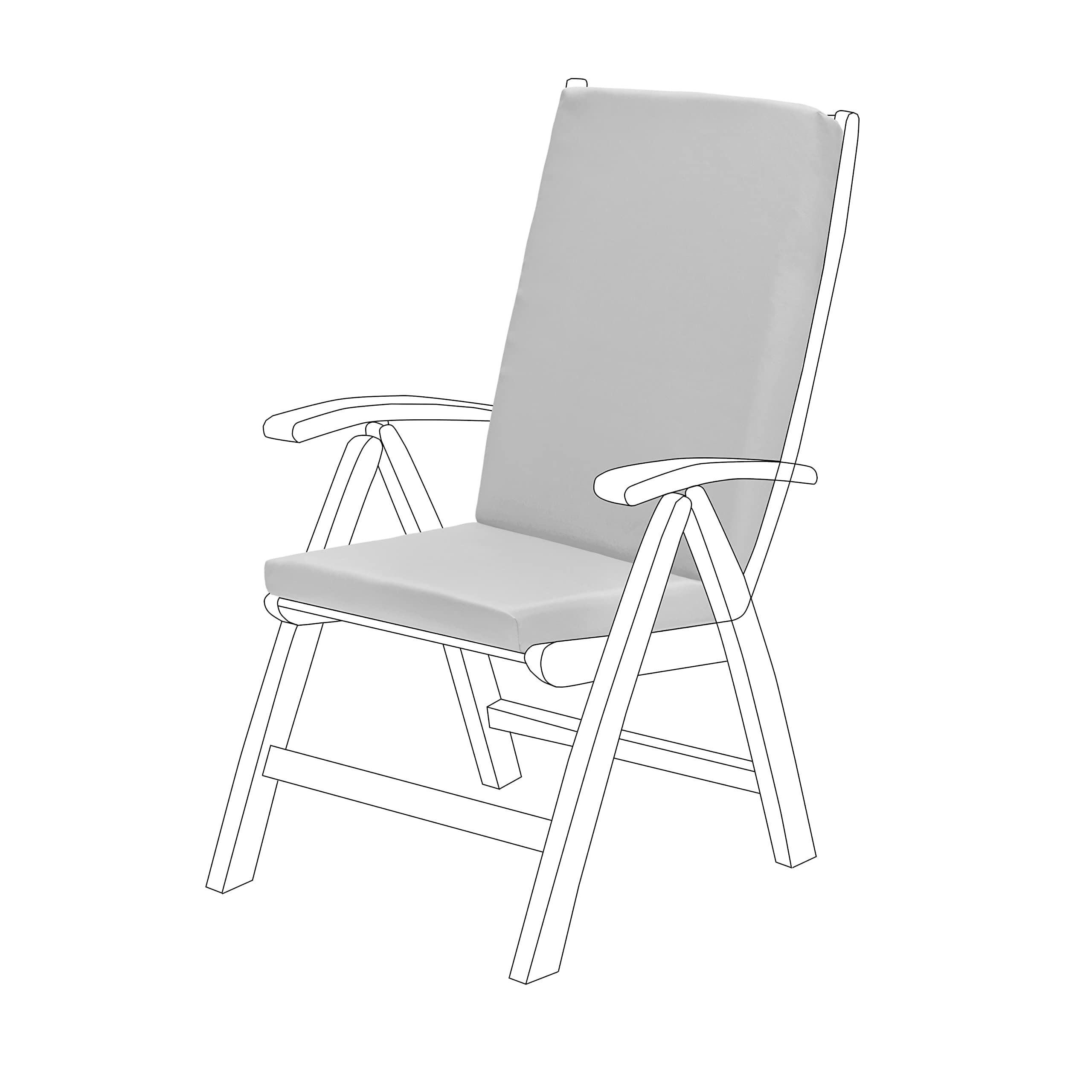 GardenistaGarden High Back Chair Seat Pad | Outdoor Indoor Seating Cushion | Water Resistant Material | Soft Durable and Comfy | Secure Ties | Foldable Lightweight and Easily Wipe Clean (Grey)