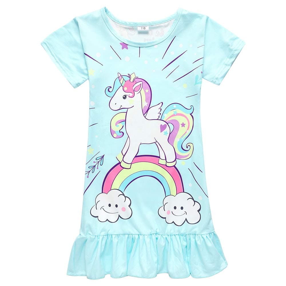 BelovanceGirls Unicorn Nightgowns Night Dress Princess Pajamas Toddler Kid Sleepwear Homewear 3-10Y