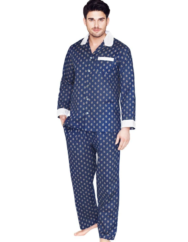 Copper Peacock Cotton Full Length Mens Pyjamas IP15-FULLM Small