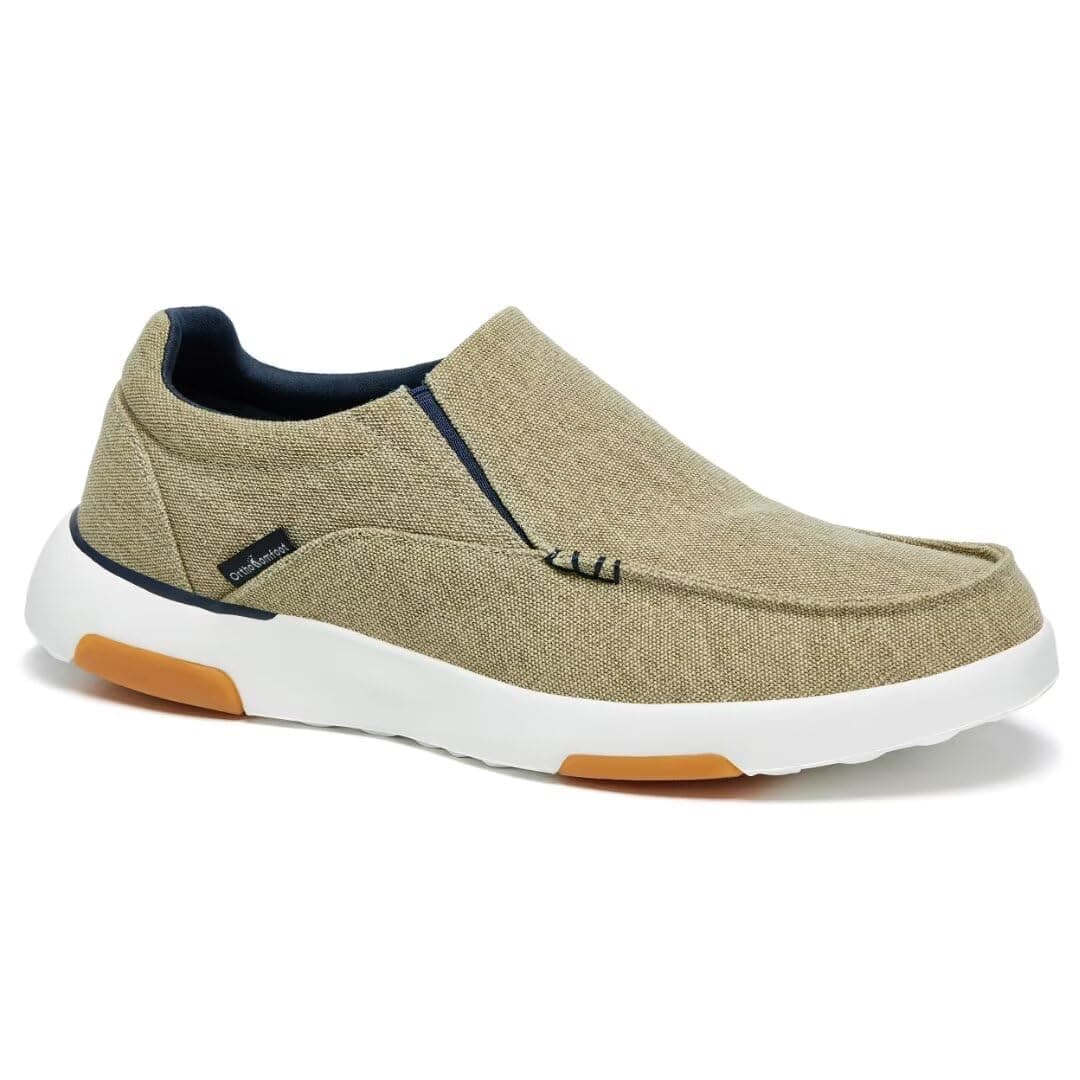 Men's Orthopedic Comfortable Slip-On Shoes with Arch Support, Orthotic Loafers for Plantar Fasciitis, Canvas Leisure Vintage Flat Walking Shoes for Foot and Heel Pain Relief