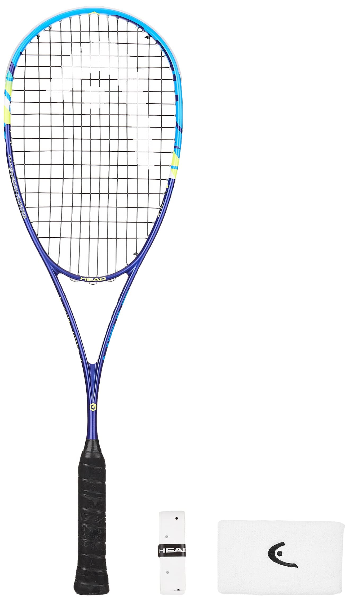 HEAD SQUASH RACKET GRAPHENE XT XENON 135 SB WITH HYDROSORB SQUASH GRIP WHITE PACK OF 2