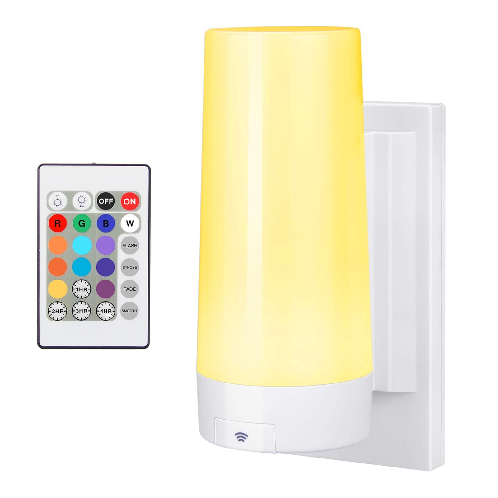 BIGLIGHT Wireless Wall Sconce Light Battery Operated, Multi Color Changing, Remote Controlled, Dimmable Night Light, RGB Stick on Lamp for Hallway Bathroom Kids Bedroom Home Decor Mood Lighting
