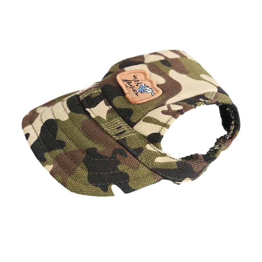 Easywin Pet Outdoor Accessories Elastic Chin Strap Doggy Puppy Dog Cat Visor Hat Sports Baseball Cap With Ear Holes Only for Small Dogs ( Camo, Size S )