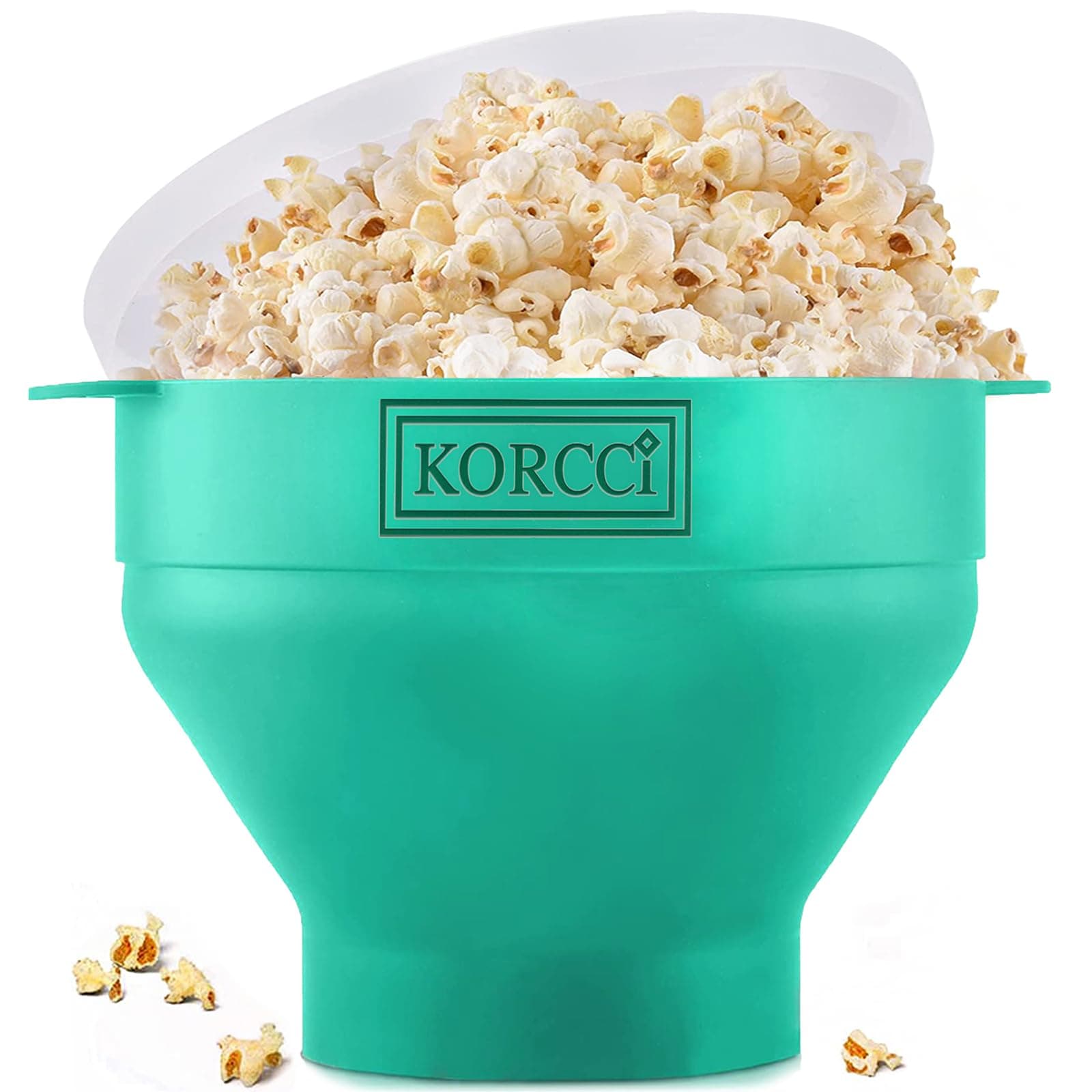 The Original Korcci Microwaveable Silicone Popcorn Popper, Microwave Popcorn Popper, Collapsible Microwave Popcorn Maker Bowl, No Oil Required, Use In Microwave, Dishwasher Safe (Aqua)