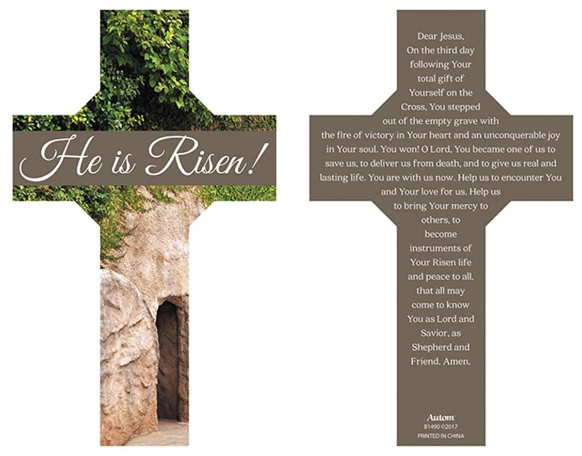 Religious He is Resin Tomb Cross Prayer Bookmark, 6 Inch, Pack of 100