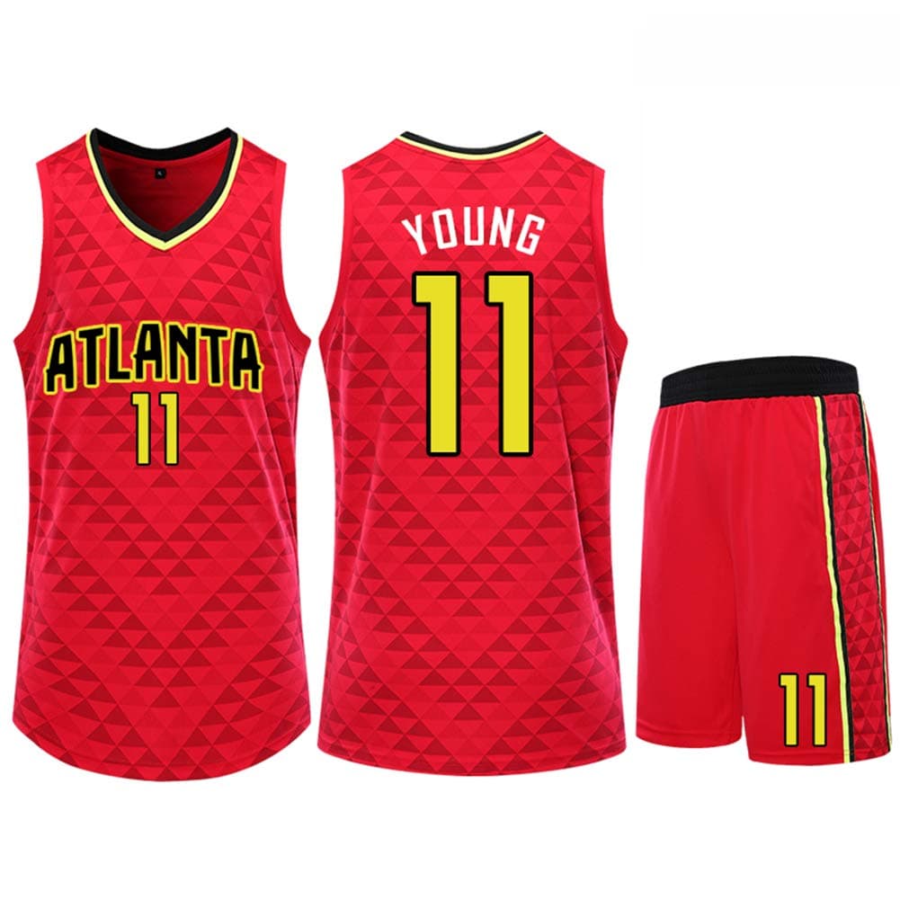 ATL Atlanta Hawks Trae Young #11 Basketball Clothing Suit Men's Jersey Sportswear Sports Training Clothes for Fans Children & Adults Vest Shorts Suit,S