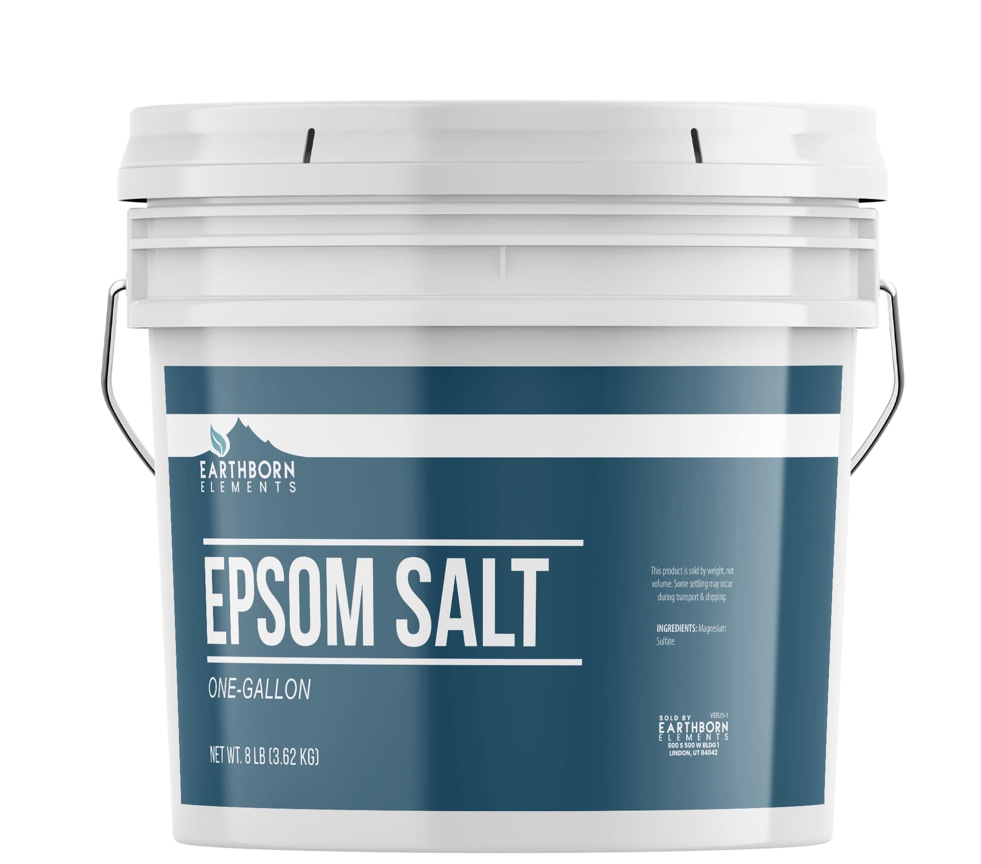 Epsom Salt (1 Gallon) by Earthborn Elements, Resealable Bucket, Magnesium Sulfate Soaking Solution, All-Natural, Highest Quality & Purity, USP Grade