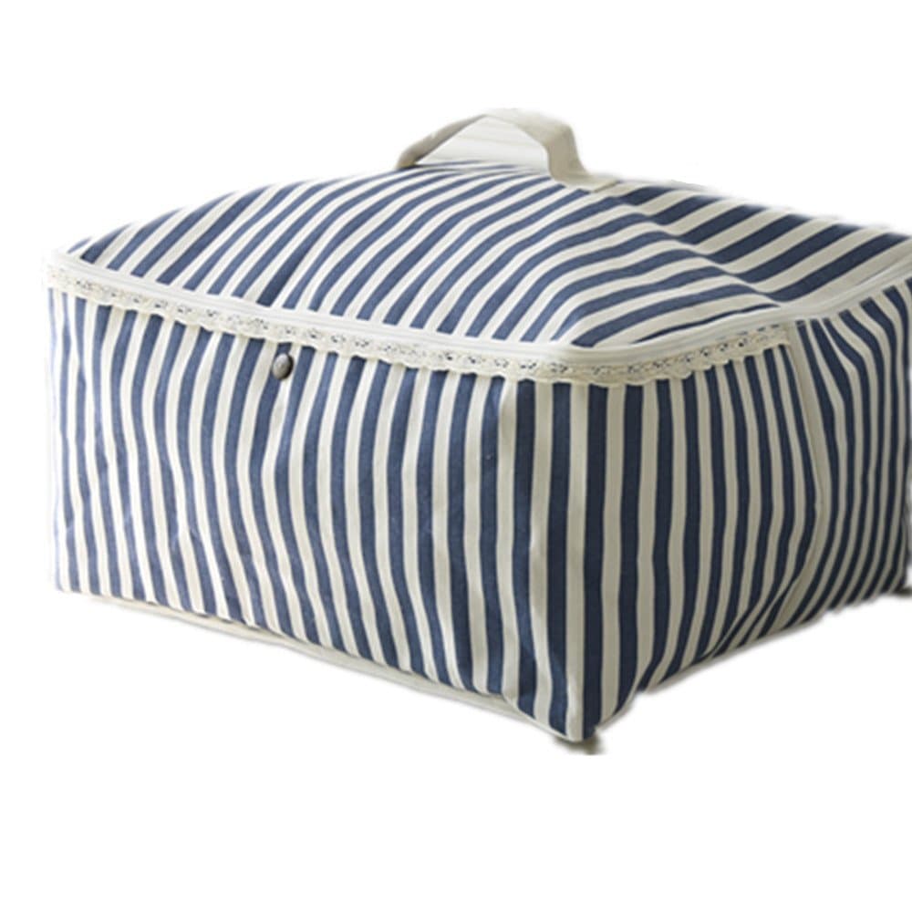 ShuZ Linen Clothes Storage Bag, Folding Organizer Bag for Comforters, Blanket, Clothes Storage. Waterproof, Dustproof, Moistureproof with Zipper and Handles