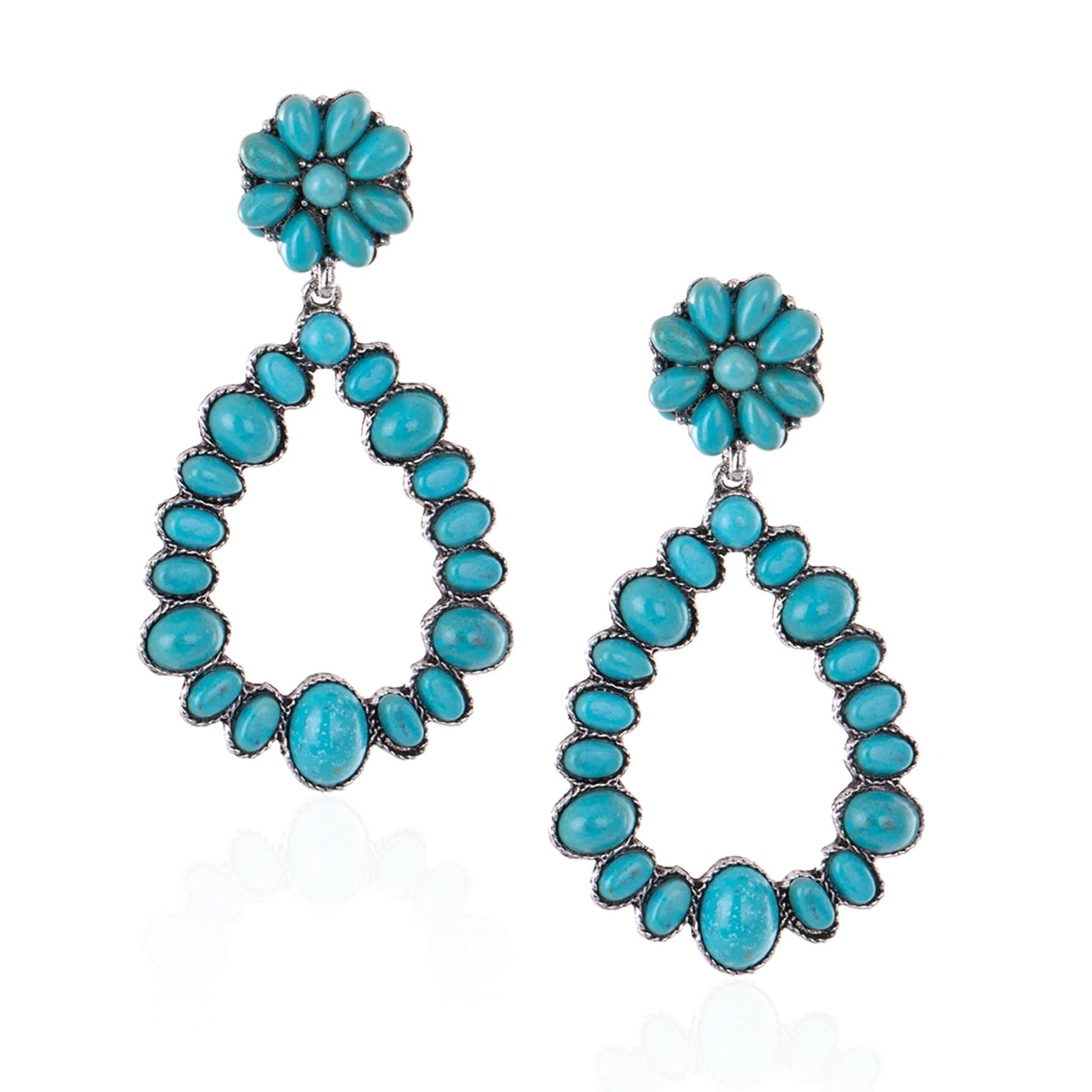 Rustic Couture's Western Turquoise Earrings for Women Statement Western Country Jewelry