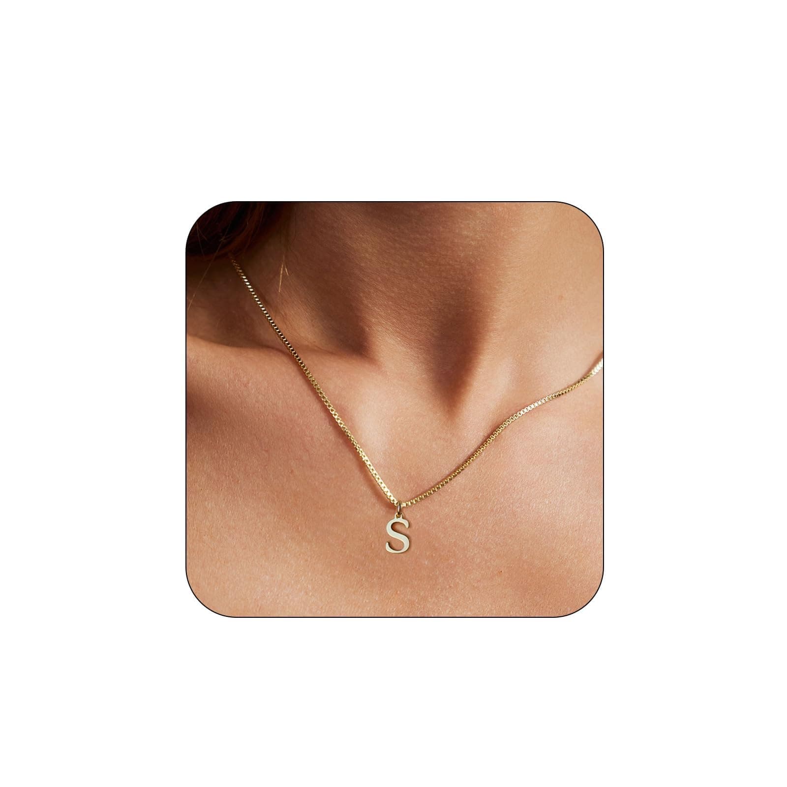 Gold Initial Necklaces for Women Girls, Dainty Gold Letter Necklace Tiny A-Z Pendant Choker Necklace Trendy Cute Personalized Monogram Name Necklace Gold Jewelry Necklace for Teen Girls Gift