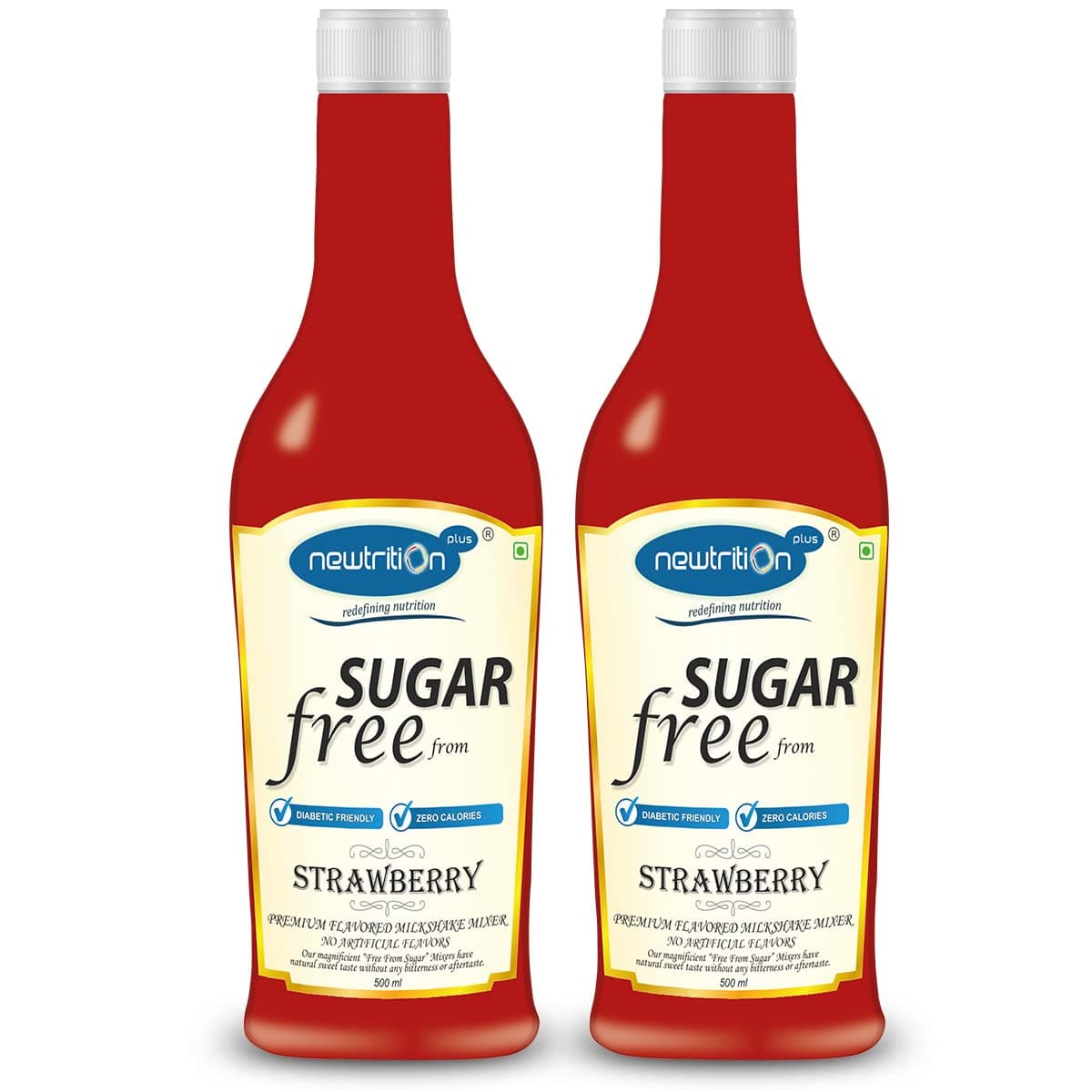 Newtrition Plus Redefining Nutrition Sugar Free Strawberry Milkshake Mixer Syrup (Pack of 2)
