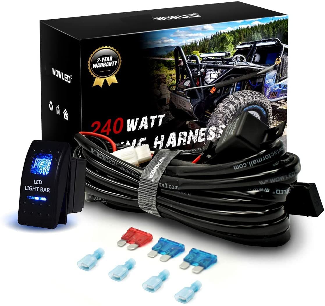 High-end Wiring Harness Kit, LED Light Bar Wiring Harness Kit for Off Road Lights LED Light Bar with 12V 40A Relay On Off Switch(2 Lead)