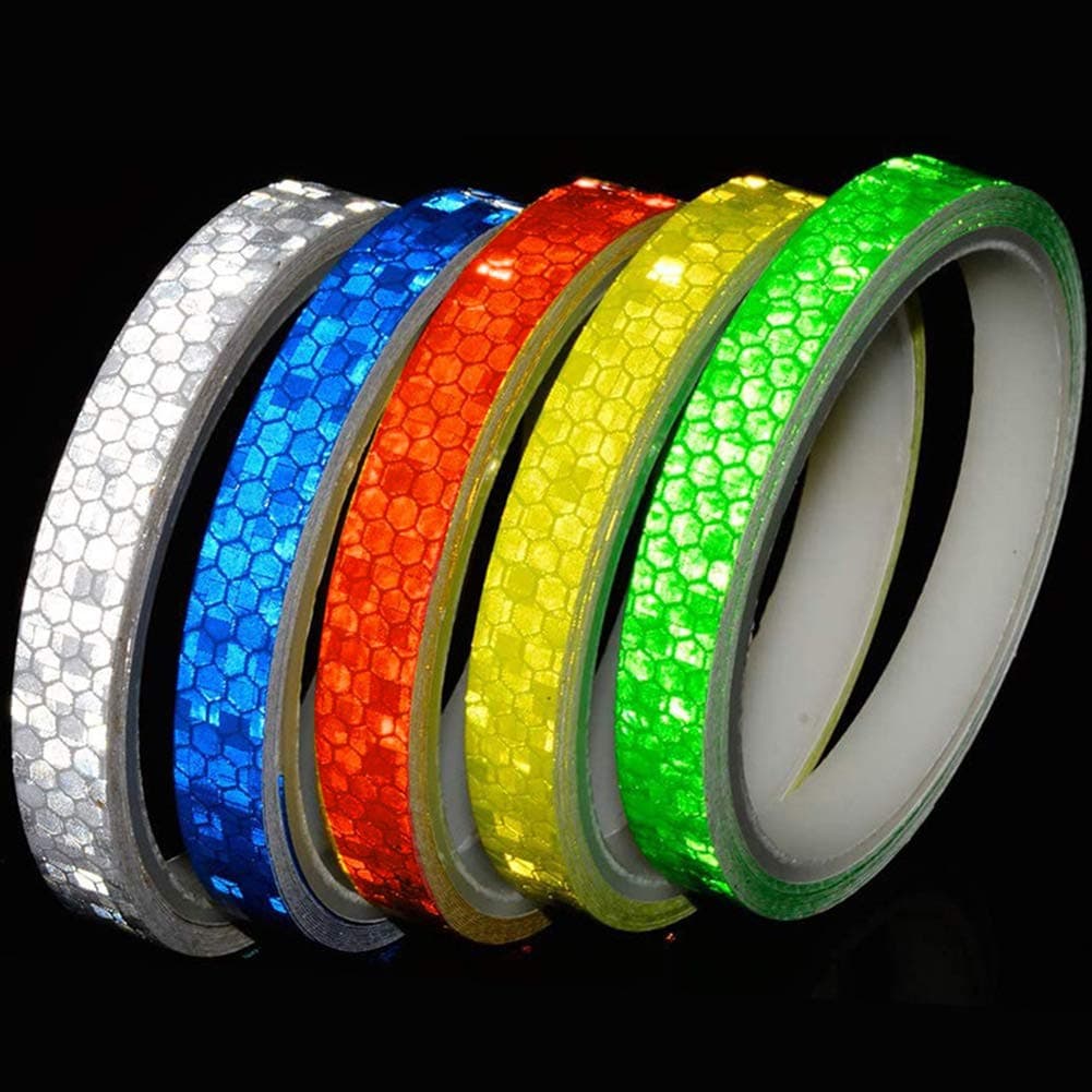 Reflective Tapes 5 Colors Night Safety Reflective Warning Stickers Adhesive Tape Waterproof Outdoor, Bicycle Rim Reflector Tape for Bike, Trailer, Motorcycle