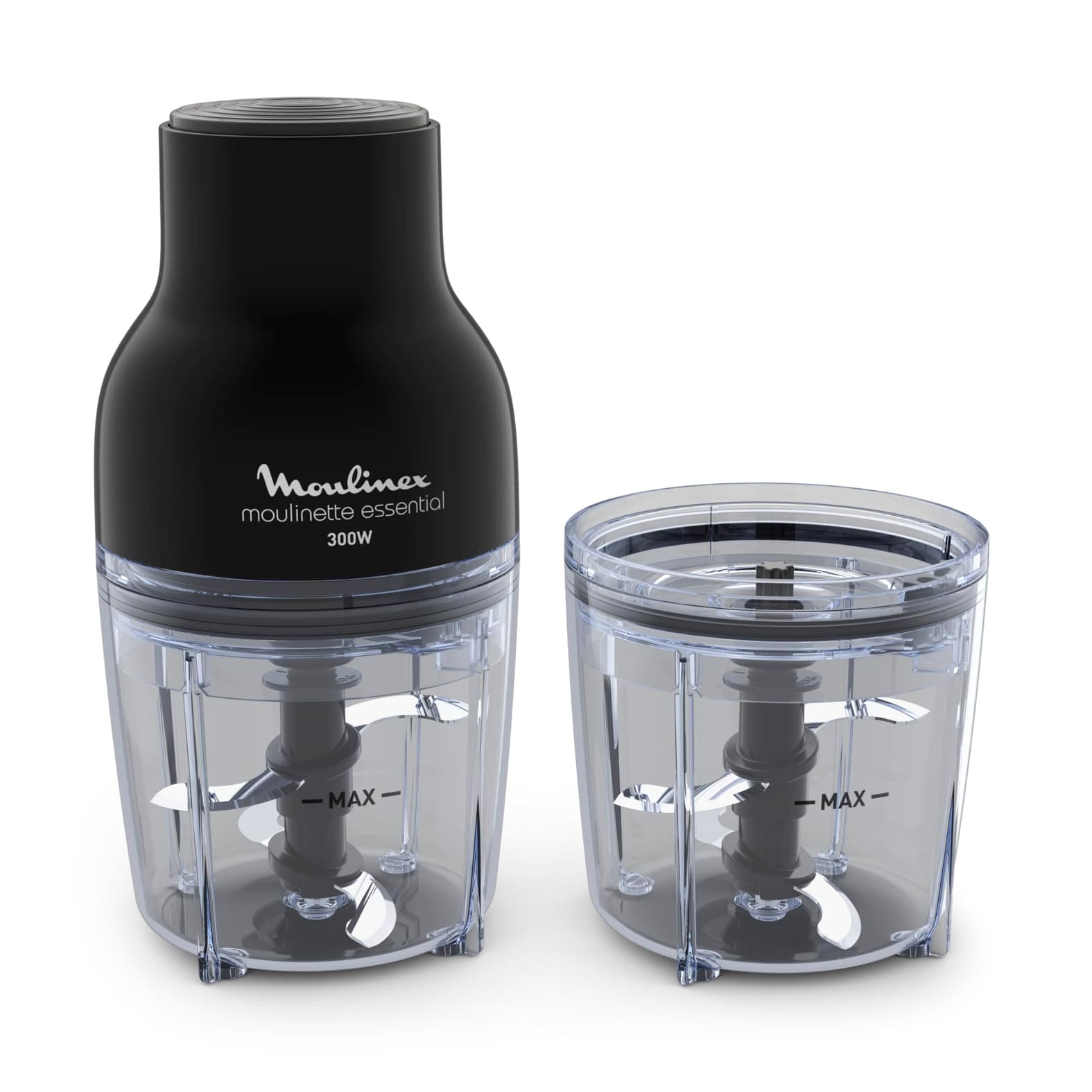 MOULINEX Electric chopper | Moulinette Essential Electric Food Chopper |3-in-1: Mincing, Chopping, Mixing | 2x 400 ml Bowls with Stainless Steel Blades | 2 Years Warranty | DJ520827