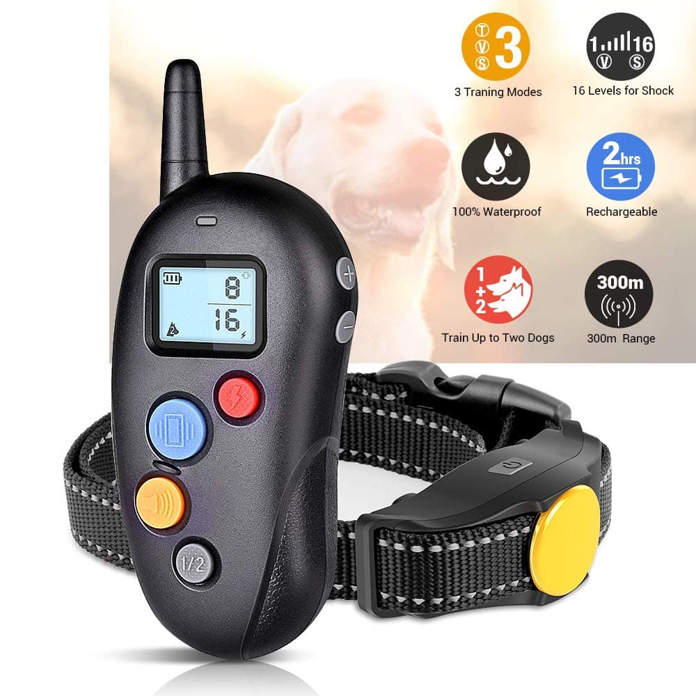 TOKEGO Dog Training Collar 2018 Upgraded, 1000ft Remote Dog Shock Collar, 100% Waterproof and Rechargeable with Beep/Vibra/Electric Shock (Black)
