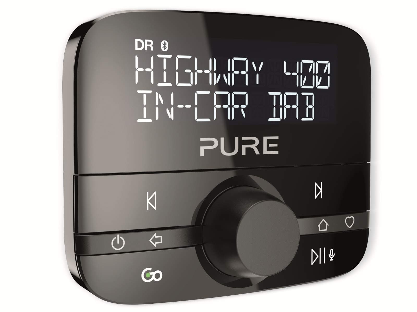 Pure Highway 400 In-Car DAB+/DAB Digital Radio FM Adapter with Bluetooth for Music Playback – DAB Car Radio Adapter/Transmitter and Bluetooth FM Transmitter, Black
