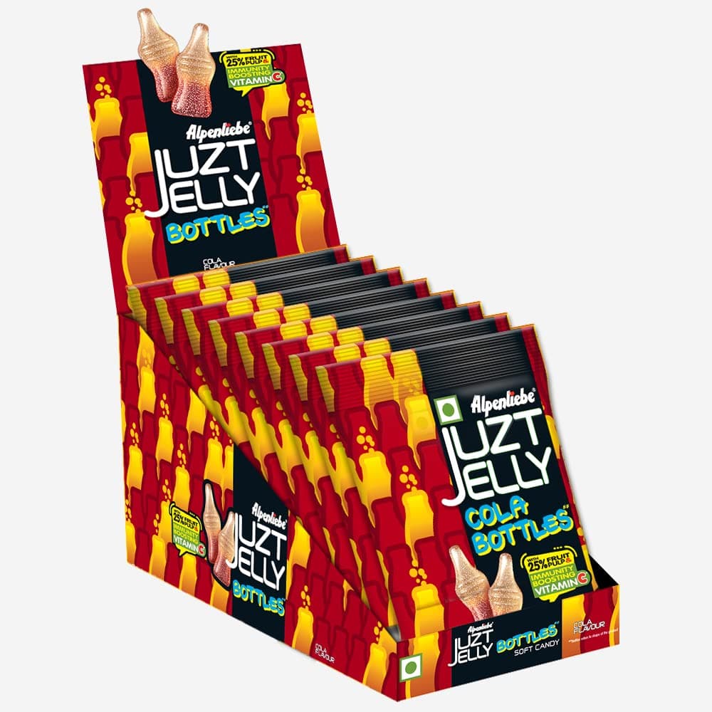 Alpenliebe Juzt Jelly Cola Flavour Bottles Pouch, 540 Grams/582,4 Grams (Pack Of 8) (Weight May Vary)