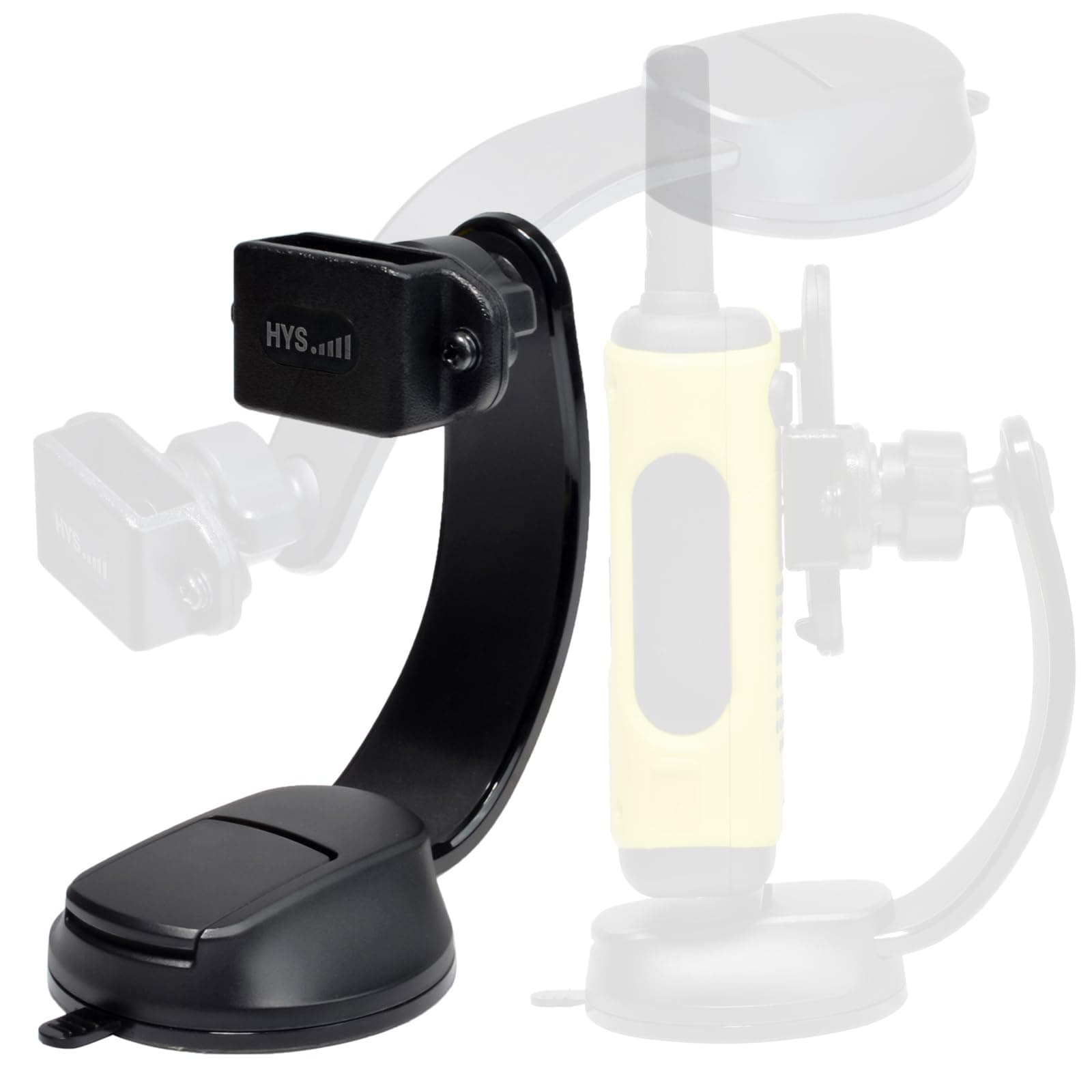 HYS Car Suction Cup Walkie Talkie Holder Windshield/Dashboard/Window for Truck, Flex Neck Suction Cup Car Handheld Radio Holder Mount for Motorola Icom Midland Uniden Cobra Handheld CB Radio
