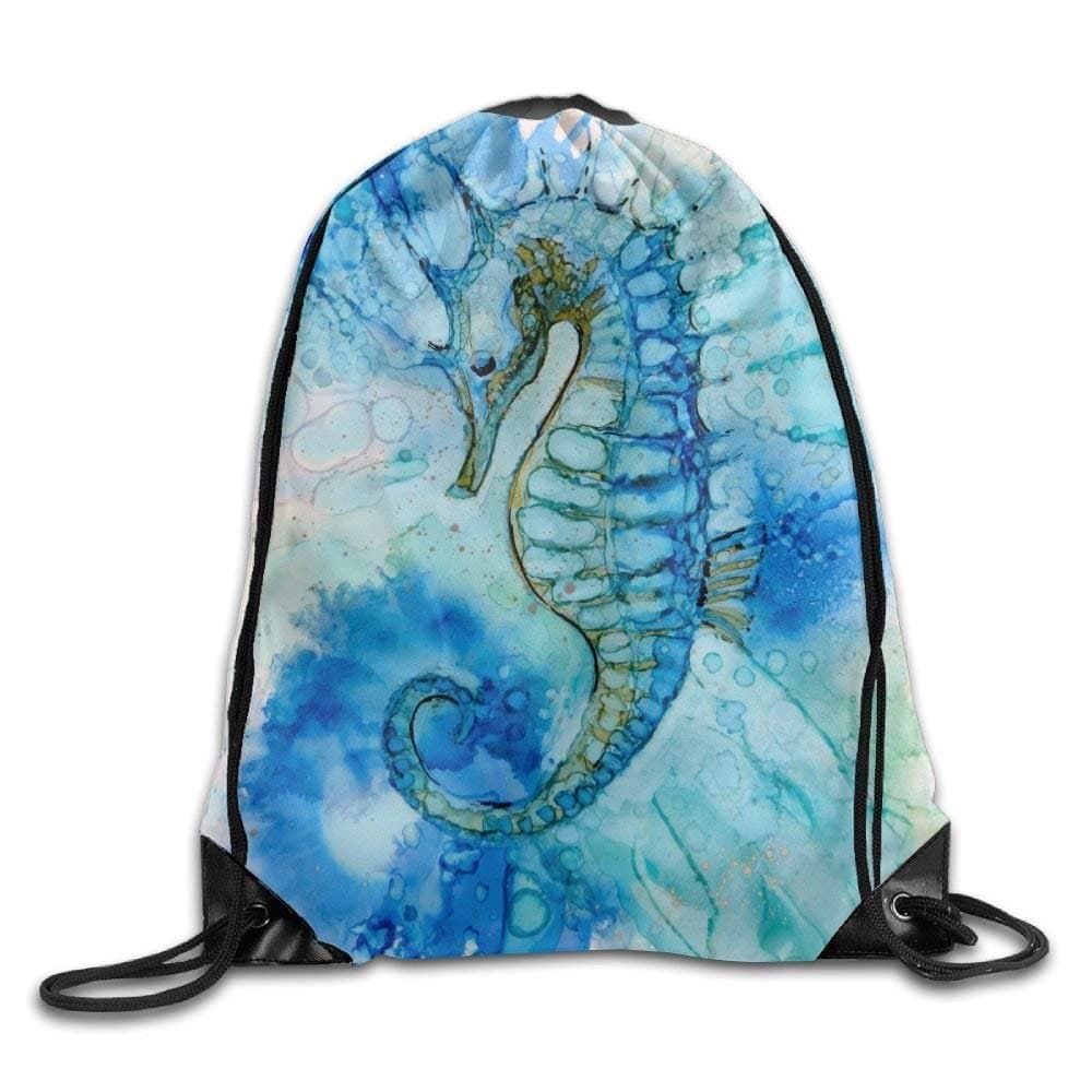 Galaxy Seahorse Gym Drawstring Backpack Unisex Portable Sack Bags