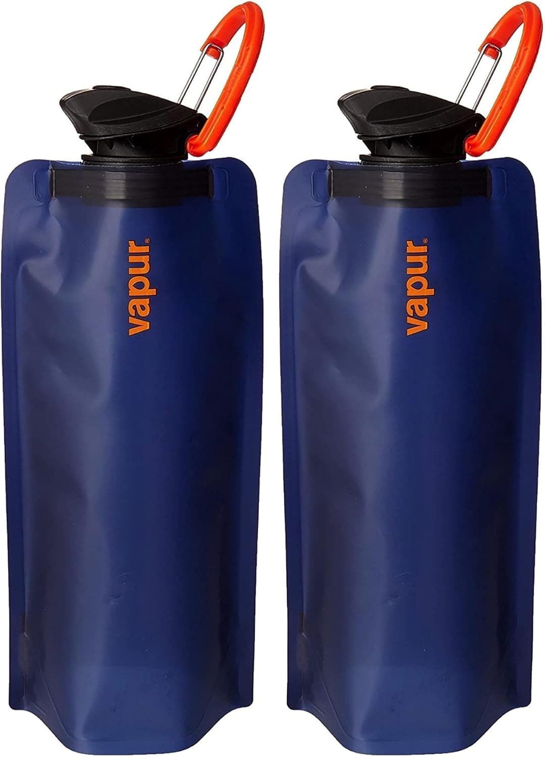 Vapur - Eclipse (2-Pack) 1.0L BPA Free Foldable Flexible Water Bottle w/Carabiner (Night Blue)